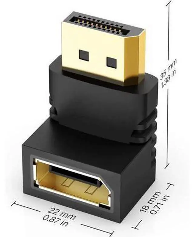 Alt view image 4 of 6 - 20 Pack 90° & 270° Right Angle DisplayPort Male to Female Adapter, Gold-Plated DP Extender Supports 4K UHD for Monitor Laptop Graphics Card PC