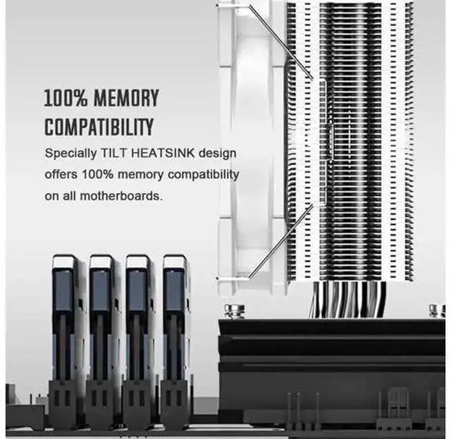 Alt view image 2 of 7 - ID-COOLING SE-224-XTS White CPU Air Cooler, 4 Direct Contact Heat Pipes, 120mm PWM White LED Fan, 220W TDP CPU Cooler Compatible with Intel LGA1700/1200/115X & AMD AM4/AM5 Desktop Processor