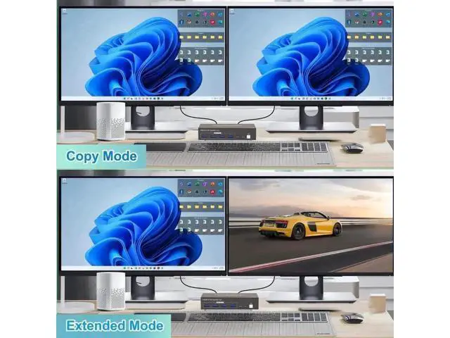 Alt view image 7 of 7 - 2 Port 2×2 Dual Monitor HDMI USB 3.0 KVM Switch 4K@60Hz, 4 USB Ports, Support Extended & Mirrored Display Modes for 2 PCs