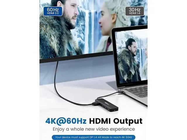 Alt view image 5 of 5 - 6FT DP to VGA Cable Bundle + 5-in-1 USB C Hub, Hub Supports 4K@60Hz HDMI, 100W PD Charging, 3×USB3.0 Ports Compatible MacBook Pro/Air, iPad Pro/Air 2020 and More Laptops