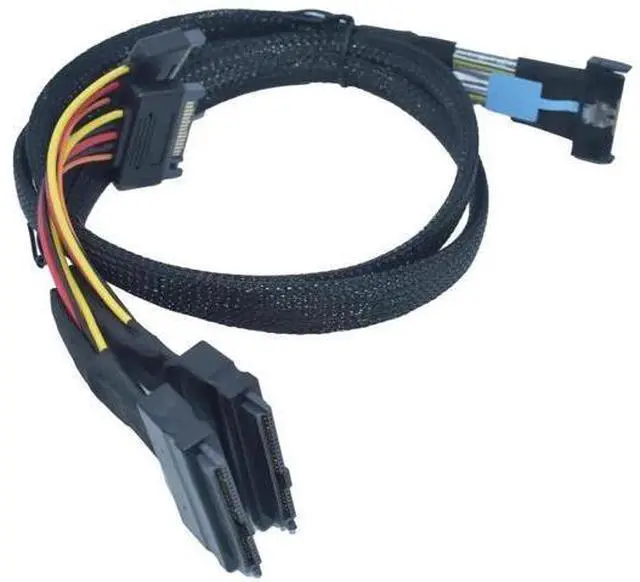 Main image of PCIe 5.0 MCIO x8 to Dual SFF-8639 U.2 NVMe SSD Cable 40cm(1.3ft), 74Pin MCIO Breakout Cable with 15Pin Power Supply for Server U.2 Storage Backplane
