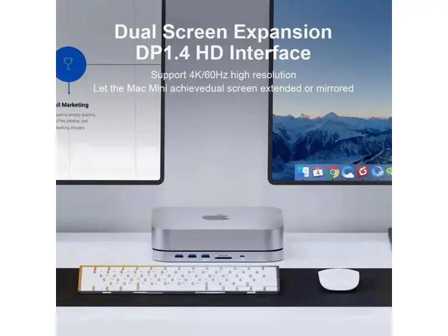 Alt view image 6 of 7 - Hagibis MC25 Pro DP USB-C Docking Station with Dual Hard Drive Enclosure, 4K 60Hz DP1.4 Type-C Hub for Mac Mini M2, Mac Studio M1 Max/M1 Ultra, Supports M.2 NVMe NGFF & 2.5" SATA HDD/SSD, 10Gbps USB3.