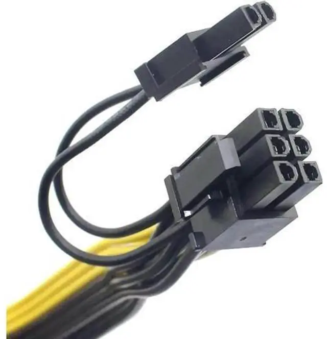 Main image of 2 Pack PCIe 6Pin Male to Dual 8Pin (6+2) Male Splitter Power Cable, 18AWG Modular GPU Ribbon Extension Cord for Graphics Card & Mining Rig