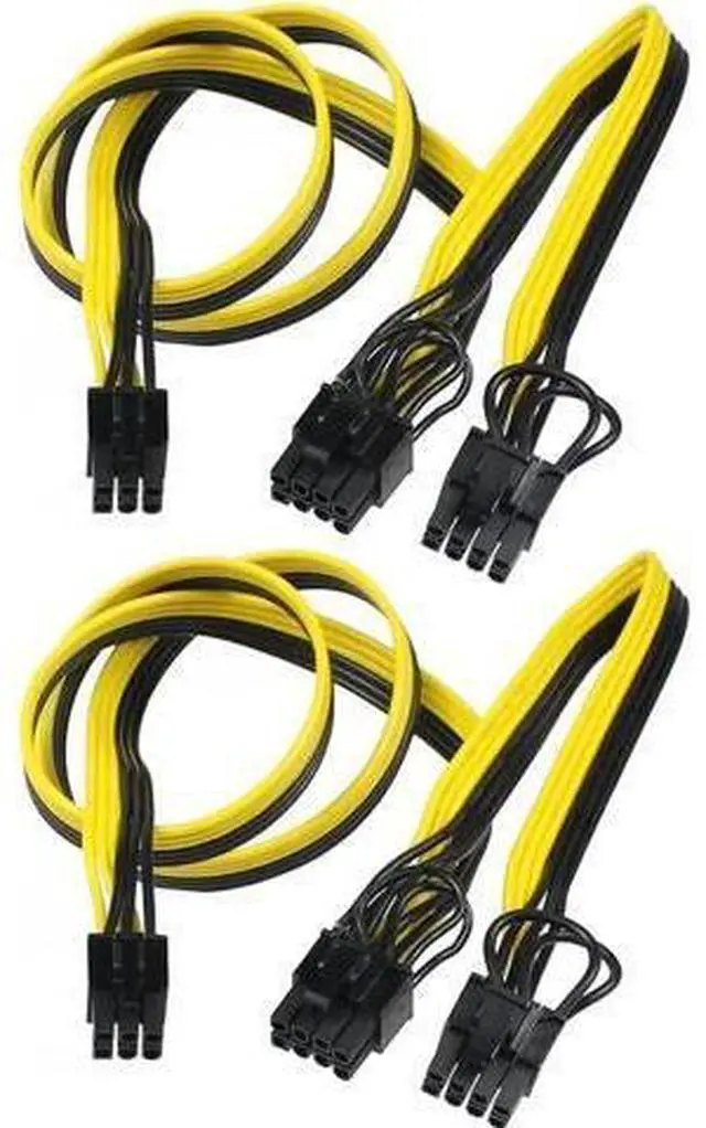 Alt view image 3 of 7 - 2 Pack PCIe 6Pin Male to Dual 8Pin (6+2) Male Splitter Power Cable, 18AWG Modular GPU Ribbon Extension Cord for Graphics Card & Mining Rig