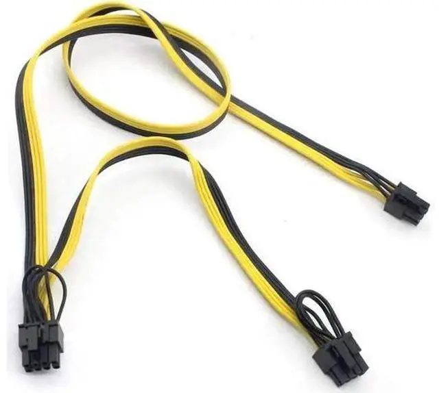 Alt view image 7 of 7 - 2 Pack PCIe 6Pin Male to Dual 8Pin (6+2) Male Splitter Power Cable, 18AWG Modular GPU Ribbon Extension Cord for Graphics Card & Mining Rig