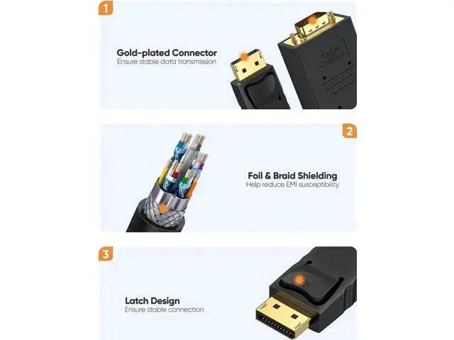 Alt view image 5 of 5 - 6FT DP to VGA Cable Bundle + 5-in-1 USB C Multiport Hub, Hub with 4K@60Hz HDMI, 100W PD Charging & 3 USB 3.0 Ports Compatible MacBook Pro/Air, iPad Pro/Air 2020 All USB-C Laptops