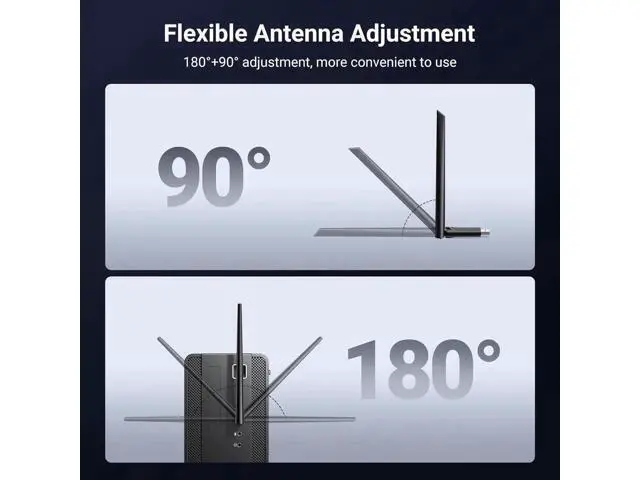 Alt view image 2 of 7 - UGREEN AX900 USB WiFi 6 Adapter for Desktop PC, Dual Band 2.4G+5G Wireless Dongle with 6dBi High Gain Antenna, Built-in Driver for Windows 11/10