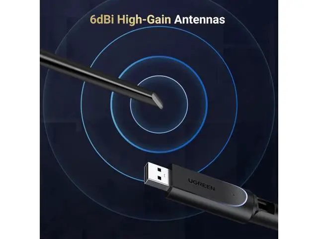 Alt view image 4 of 7 - UGREEN AX900 USB WiFi 6 Adapter for Desktop PC, Dual Band 2.4G+5G Wireless Dongle with 6dBi High Gain Antenna, Built-in Driver for Windows 11/10
