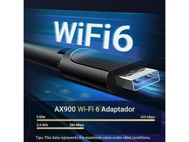 Alt view image 3 of 7 - UGREEN AX900 USB WiFi 6 Adapter for Desktop PC, Dual Band 2.4G+5G Wireless Dongle with 6dBi High Gain Antenna, Built-in Driver for Windows 11/10