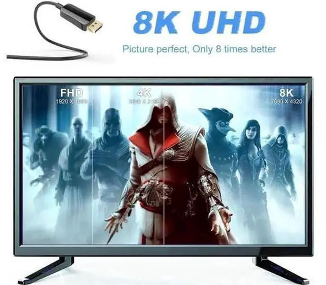 Alt view image 4 of 7 - 100FT In-Wall Optical Fiber DisplayPort 1.4 Cable, HBR3 32.4Gbps Slim Flexible DP to DP Cord Supports 8K@60Hz, 4K@144Hz for Monitor, PC, Projector