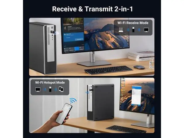 Alt view image 2 of 7 - UGREEN AX900 USB WiFi 6 Adapter for Desktop PC, Dual Band 2.4G+5G Wireless Dongle Built-in Driver Compatible with Windows 10/11