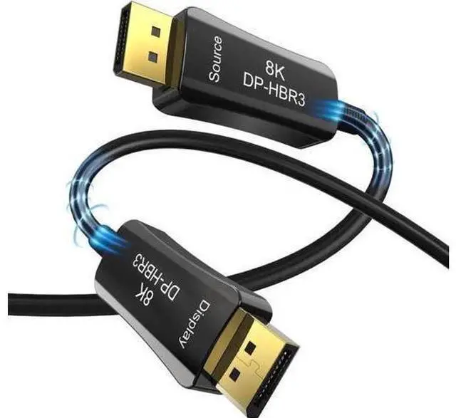 Main image of 100FT DP 1.4 Optical Fiber Cable, 32.4Gbps DisplayPort 1.4 Cord, 8K@60Hz 4K@144Hz HDR HDCP 2.2, Compatible with NVIDIA RTX 3070 3080, ASUS Dell LG Samsung Alienware Monitor, HDTV, Projector, Gaming PC