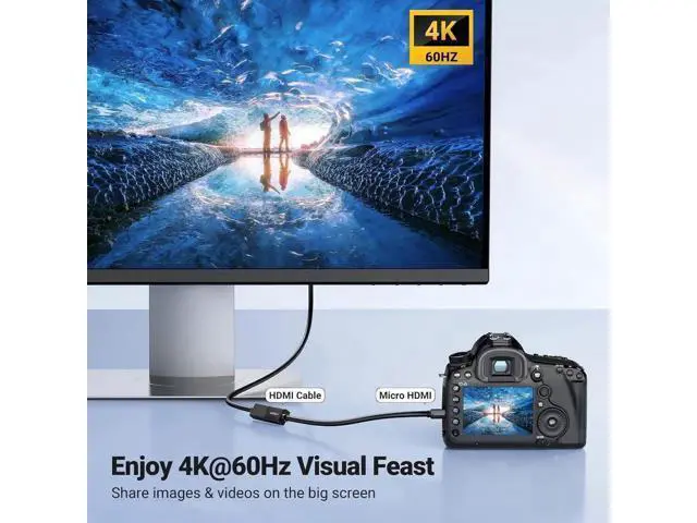 Alt view image 3 of 7 - 0.6FT UGREEN Micro HDMI Male to HDMI Female Adapter Cable, HDMI 2.0 18Gbps 4K@60Hz HDR 3D Dolby Cord for Raspberry Pi GoPro Retroid Pocket