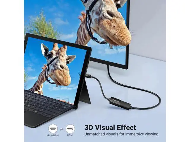 Alt view image 5 of 7 - 0.6FT UGREEN Micro HDMI Male to HDMI Female Adapter Cable, HDMI 2.0 18Gbps 4K@60Hz HDR 3D Dolby Cord for Raspberry Pi GoPro Retroid Pocket