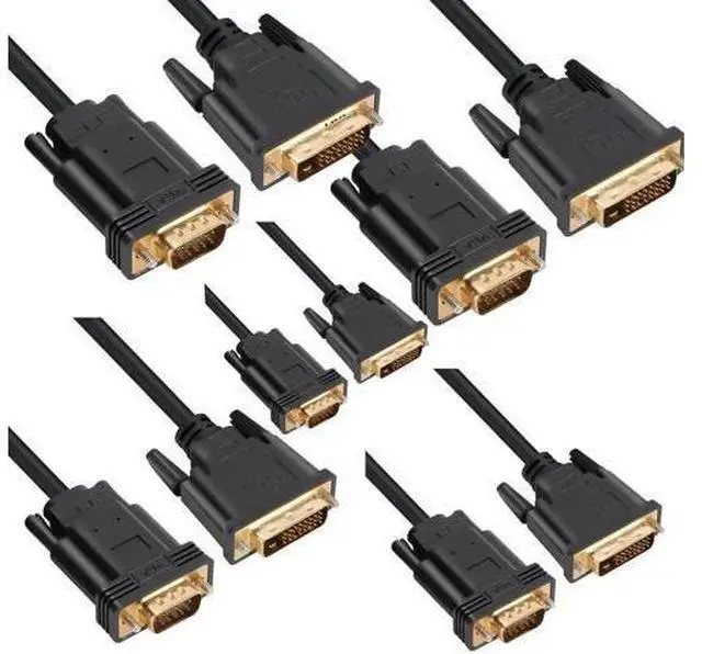 Main image of 5 Pack 6FT DVI-D 24+1 Male to VGA Male Video Cable, Gold-Plated DVI to VGA Converter Cord for PC, Laptop, Graphics Card, Monitor & HDTV