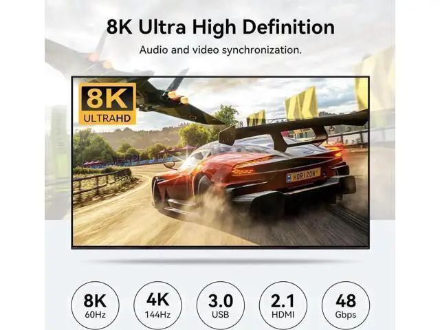 Alt view image 5 of 7 - 4-Port Dual HDMI KVM Switch 4 In 2 Out, 8K@60Hz 4K@120Hz, 4 USB3.0 Ports