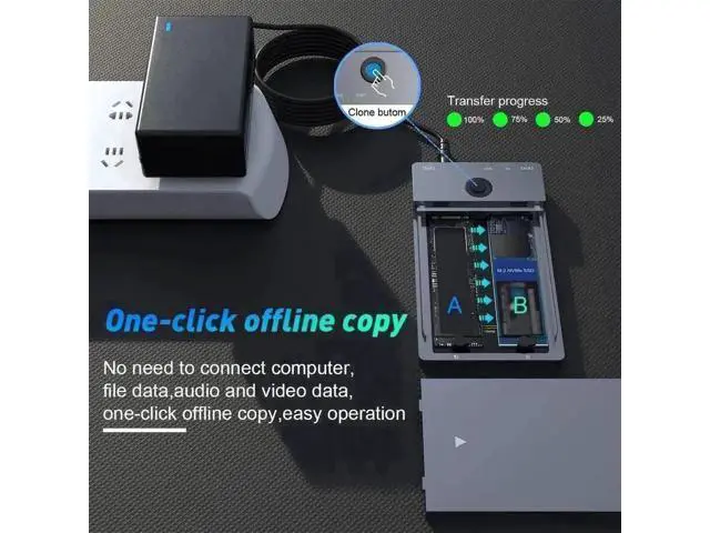 Alt view image 7 of 7 - Dual-Bay M.2 NVMe SSD Docking Station, Offline Clone Duplicator, 10Gbps USB C & USB-A Interface, Supports M Key 2230/2242/2260/2280 SSD Up to 8TB