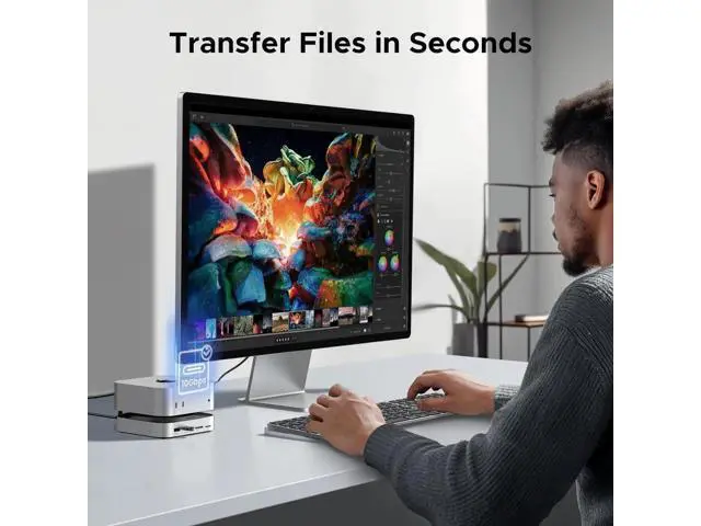 Alt view image 2 of 7 - UGREEN Dock & Stand for Mac mini M4/M4 Pro with Built-in M.2 NVMe SSD Enclosure, 3×10Gbps USB-A, 10Gbps USB-C Data Port, SD/TF Card Reader, Aluminum Silver Docking Station