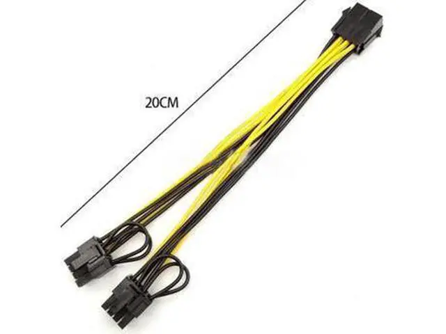 Alt view image 4 of 5 - PCIe 8Pin Male to Dual 8(6+2)Pin Male GPU Splitter Power Cable, 20cm VGA Power Extension Cord for BTC Mining Rig