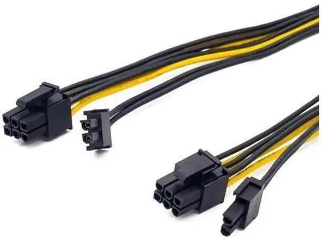 Alt view image 5 of 5 - PCIe 8Pin Male to Dual 8(6+2)Pin Male GPU Splitter Power Cable, 20cm VGA Power Extension Cord for BTC Mining Rig