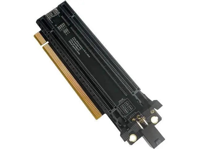 Alt view image 3 of 7 - PCIe 4.0 x16 to x8×8 Bifurcation Splitter Card, 1-to-2 PCIe Expansion Board, 20mm Slot Pitch, CPU 4Pin Power Port + Matching 4Pin Cable