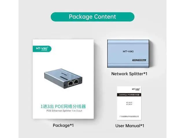 Alt view image 3 of 7 - MT-VIKI Upgraded 1 to 3 Gigabit POE Ethernet Splitter, 1000Mbps POE RJ45 Splitter Without Extra Power Adapter, Compatible with Cat5e Cat6 Cat7 Cat8 Cables, for POE IP Cameras & POE Switches