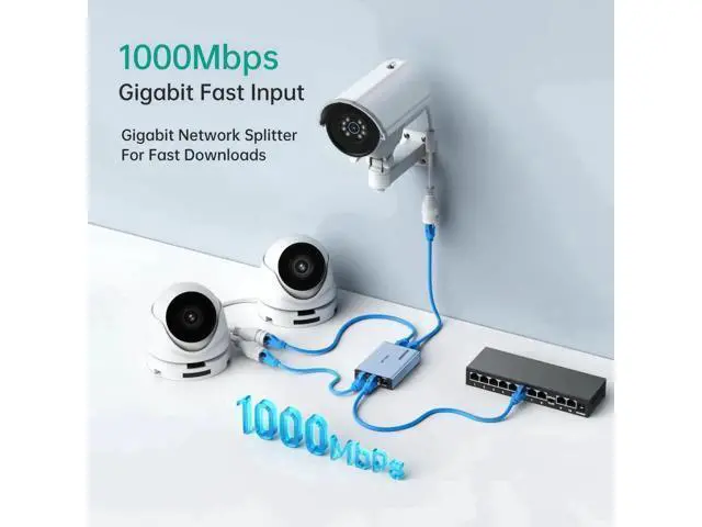 Alt view image 7 of 7 - MT-VIKI Upgraded 1 to 3 Gigabit POE Ethernet Splitter, 1000Mbps POE RJ45 Splitter Without Extra Power Adapter, Compatible with Cat5e Cat6 Cat7 Cat8 Cables, for POE IP Cameras & POE Switches