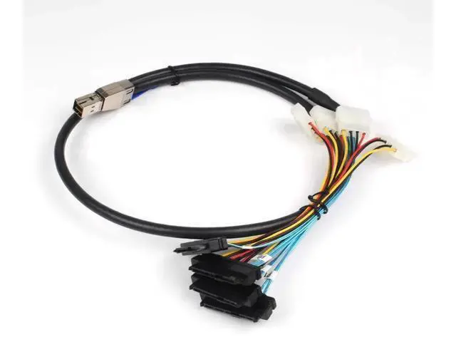 Alt view image 3 of 6 - 2 Pack Internal HD Mini SAS Breakout Cable 1M(3.3FT), SFF-8644 to 4×SFF-8482 Storage Wire with 4Pin IDE Molex Power for Server RAID HBA, SAS SATA HDD SSD Array