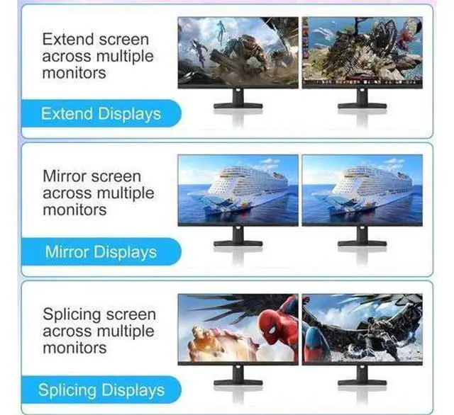 Alt view image 2 of 7 - 4 Port Dual Monitor DP+HDMI Hybrid KVM Switch 4K@60Hz USB 3.0, Audio & Mic Jack, 3 USB 3.0 Ports for 4 PCs Share 2 Displays