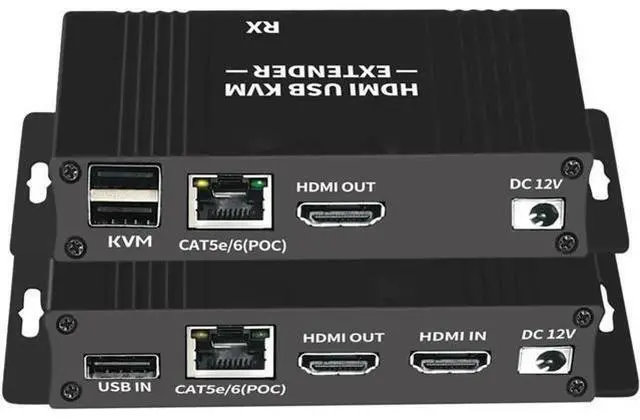 Main image of HDMI KVM Extender Over Cat5/Cat6 Up to 196FT/60M, 1080P@60Hz TX & RX Kit, USB Keyboard Mouse Control, Plug & Play