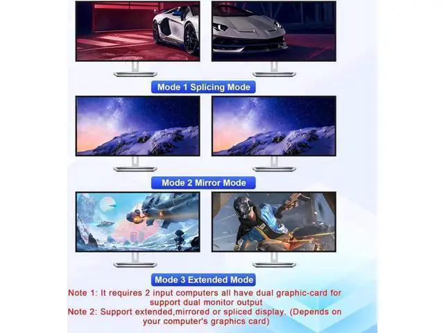 Alt view image 5 of 7 - 4 Port Dual Monitor DP+HDMI Hybrid KVM Switch 4K@60Hz USB 3.0, Audio & Mic Jack, 3 USB 3.0 Ports for 4 PCs Share 2 Displays, Keyboard & Headsets