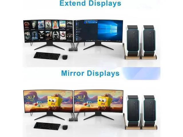 Alt view image 4 of 7 - 2 Port Dual Monitor HDMI KVM Switch 2 In 2 Out, 8K@60Hz 4K@120Hz USB3.0 KVM Switcher with Audio Mic, SD & TF Card Slots for 2 PCs Share 2 Monitors and 4 USB Devices