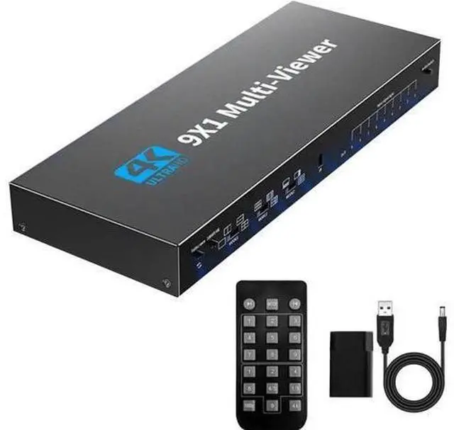 Main image of 9×1 Seamless HDMI Multi-Viewer Switch 9 In 1 Out, 10 Display Modes, IR Remote, 4K@30Hz & 1080P for Security Cameras