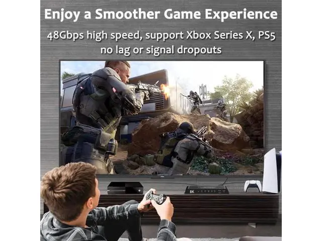 Alt view image 2 of 7 - Upgraded 4 in 1 Out HDMI 2.1 Auto Switch 8K@60Hz 4K@120Hz with Remote & US Power Adapter, 48Gbps Bandwidth HDMI Switcher Supports HDR10+, HDCP 2.3, Dolby Vision, Dolby Atmos, CEC Function
