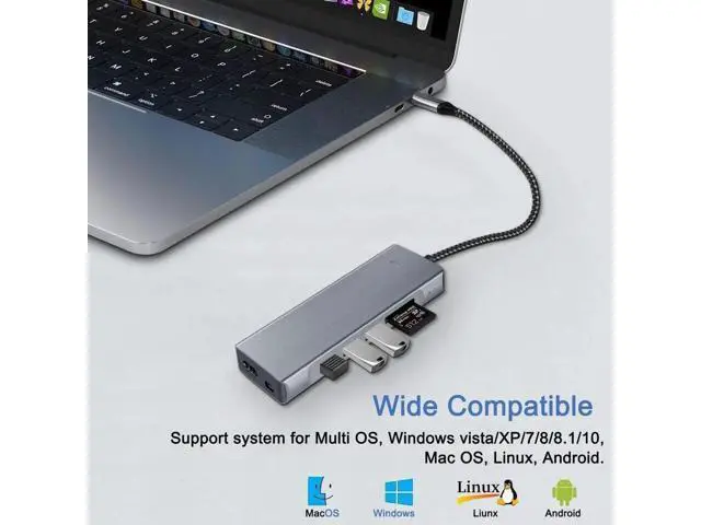 Alt view image 5 of 7 - 8-in-1 USB C Hub Integrated M.2 NVMe & 2.5" SATA SSD Enclosure, Multiport Adapter with 4K HDMI, 10Gbps USB3.1, USB2.0, SD/TF Card Reader, 100W PD Charging for USB-C Laptops