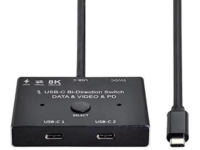 Alt view image 2 of 6 - Bi-Directional USB-C MST 1-in-2 Switch Hub, Supports 8K@30Hz Video, 10Gbps USB 3.2 Data & 100W PD Pass-Through, 2-Way Type-C Selector for Laptops, Monitors and Docking Stations