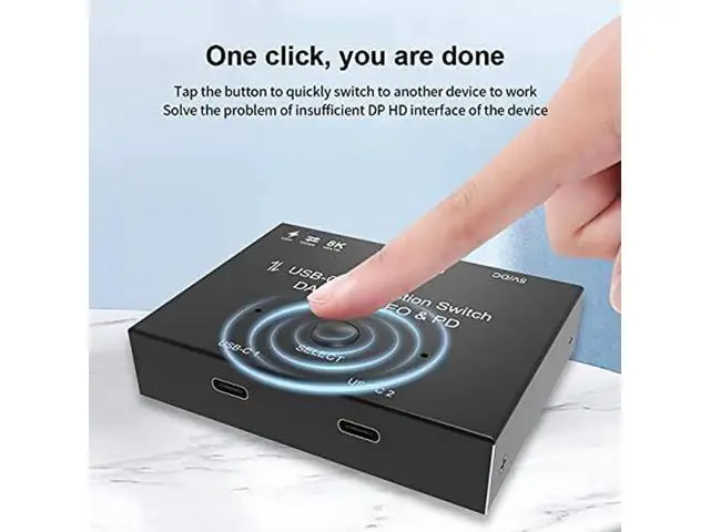 Alt view image 5 of 6 - Bi-Directional USB-C MST 1-in-2 Switch Hub, Supports 8K@30Hz Video, 10Gbps USB 3.2 Data & 100W PD Pass-Through, 2-Way Type-C Selector for Laptops, Monitors and Docking Stations