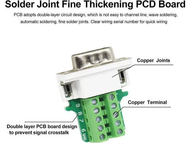Alt view image 2 of 6 - 10 Pack White DB9 Female RS232 Breakout Board Solder-Free Terminal Block Adapter With Plastic Housing D-SUB Serial Wiring Module