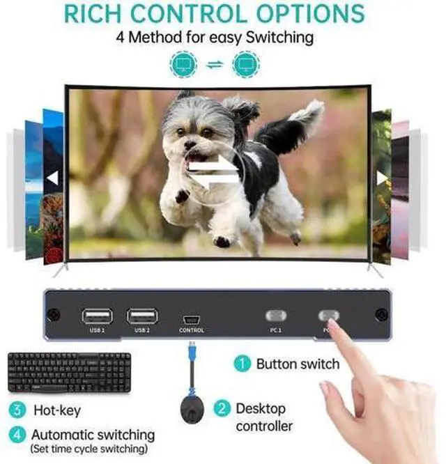 Alt view image 2 of 5 - MT-VIKI 2x1 HDMI KVM Multiviewer, 2024 Upgraded Version with PIP, Seamless Switch 4K@30Hz & Hotkey Control