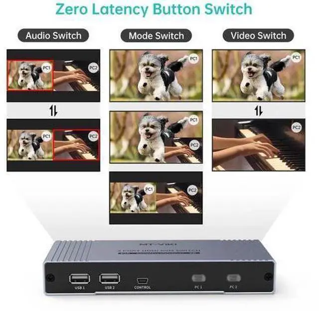 Alt view image 3 of 5 - MT-VIKI 2x1 HDMI KVM Multiviewer, 2024 Upgraded Version with PIP, Seamless Switch 4K@30Hz & Hotkey Control