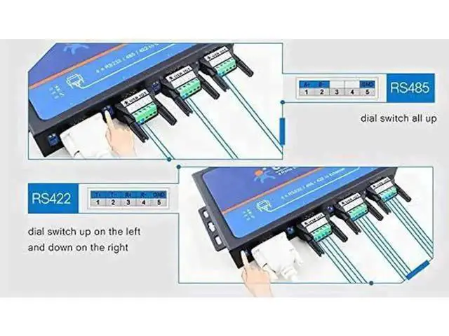 Alt view image 6 of 6 - USR-N540 4-Port Industrial Serial to Ethernet Device Server, RS232/RS485/RS422 to RJ45 TCP/IP Converter with Modbus Gateway, DHCP & DNS Support for Industrial PLC Automation