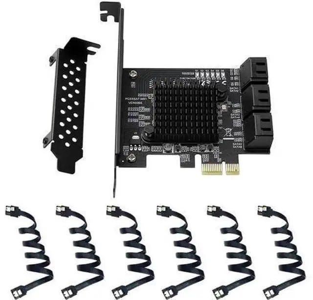 Main image of 6-Port SATA 3.0 PCIe Expansion Card with Marvell 88SE9215 Chip, PCI Express SATA III Controller Adapter for Desktop HDD SSD, Comes with SATA Data Cables