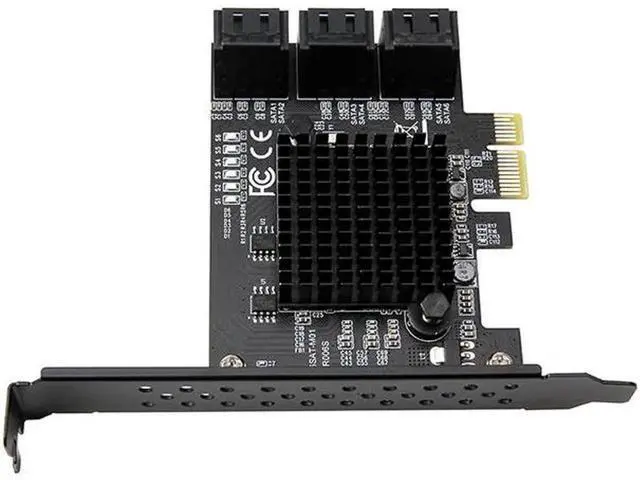 Alt view image 4 of 5 - 6 Ports PCIe SATA Expansion Card with Marvell 88SE9215 Chip, SATA 3.0 6Gbps PCI Express SATA 3 Converter Adapter, Comes with SATA Data Cables for SSD HDD NAS DVR Storage Expansion