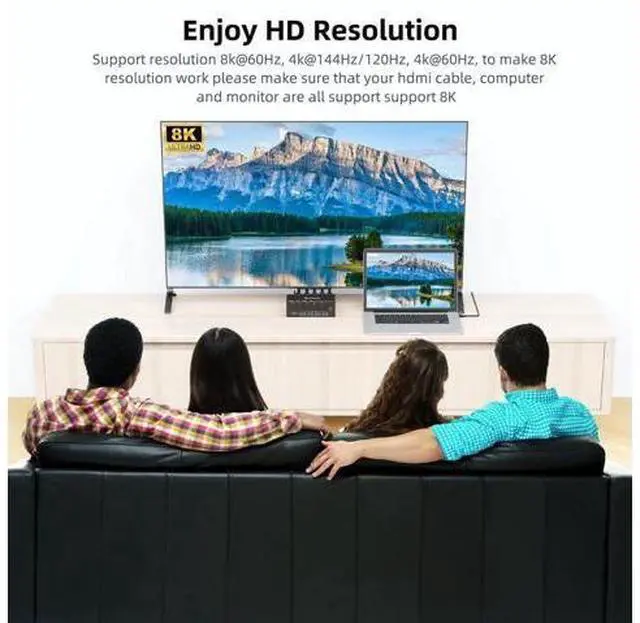 Alt view image 4 of 7 - 4 Port 2x2 Dual Monitor HDMI KVM Switch 8K@60Hz 4K@144Hz, USB 3.0 KVM Switch Box with EDID Emulator for 4 PCs Share Dual Monitors Keyboard Mouse, Stable Chip & Wide Compatibility