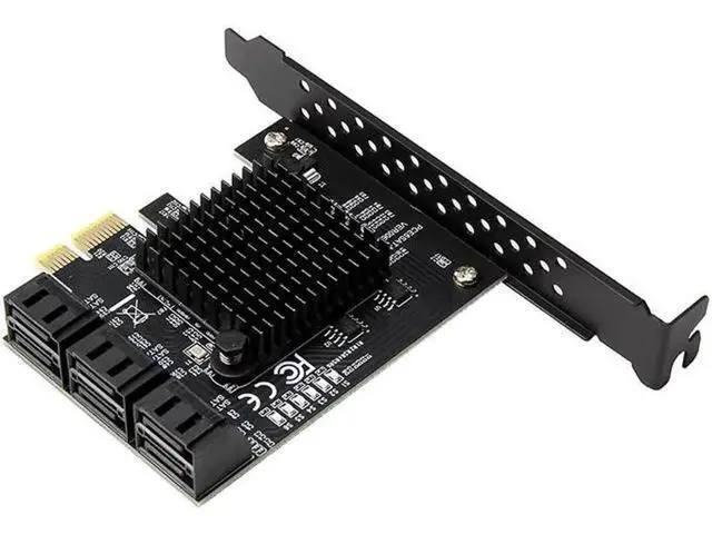 Alt view image 5 of 5 - 6 Ports PCIe SATA Expansion Card with Marvell 88SE9215 Chip, SATA 3.0 6Gbps PCI Express SATA 3 Converter Adapter, Comes with SATA Data Cables for SSD HDD NAS DVR Storage Expansion