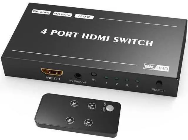 Main image of 4 in 1 Out 8K HDMI 2.1 Switcher with Remote Control, Directional HDMI Switch 48Gbps High Speed, Supports 8K@60Hz, 4K@120Hz Ultra HD Video