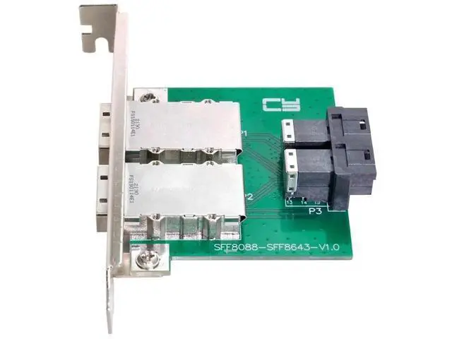 Alt view image 3 of 7 - Mini SAS SFF-8088 External to Dual SFF-8643 HD Internal Storage Adapter Card with Full Height Bracket for Server RAID
