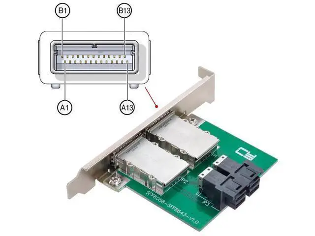 Alt view image 5 of 7 - Mini SAS SFF-8088 External to Dual SFF-8643 HD Internal Storage Adapter Card with Full Height Bracket for Server RAID