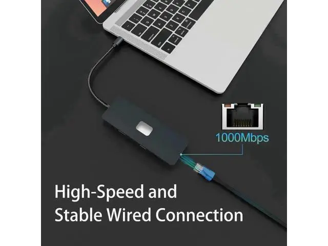 Alt view image 5 of 7 - 11-in-1 USB-C Docking Station Triple Display Multiport Hub, 4K HDMI + VGA + DP, 3×10Gbps USB3.2, Gigabit Ethernet, 100W PD Charging, SD/TF Card Reader for USB-C Laptops
