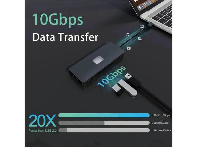 Alt view image 7 of 7 - 11-in-1 USB-C Docking Station Triple Display Multiport Hub, 4K HDMI + VGA + DP, 3×10Gbps USB3.2, Gigabit Ethernet, 100W PD Charging, SD/TF Card Reader for USB-C Laptops